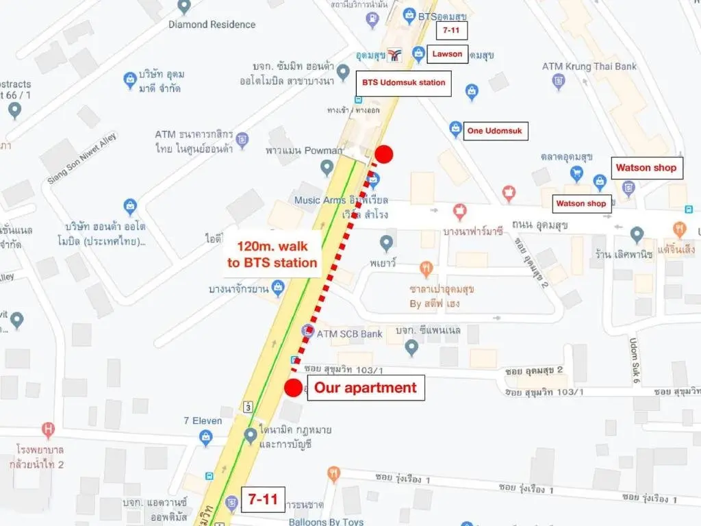 Бангкок: U3 Large 2 Bedroom Full kitchen near BTS Udomsuk