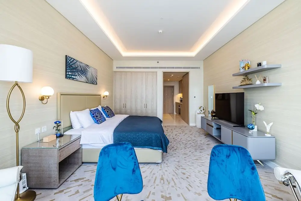Дубай: Sea Living High Floor 1 Bed Palm Tower