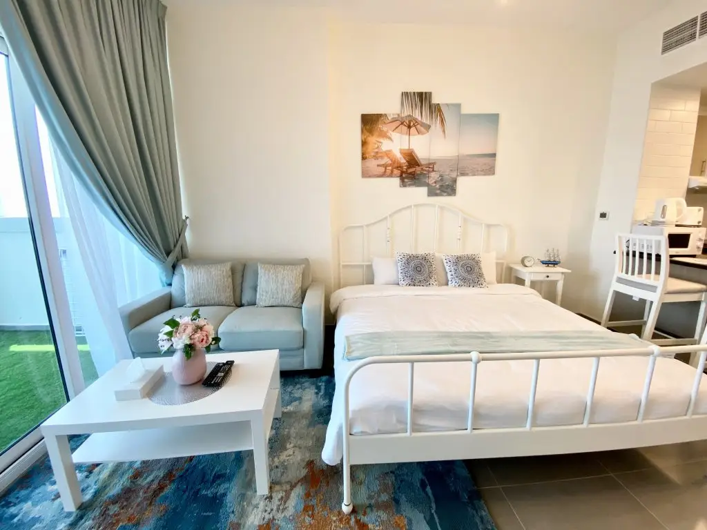 Дубай: Апартаменты Marco Polo - Pastel Studio with Stunning Aerial City Views