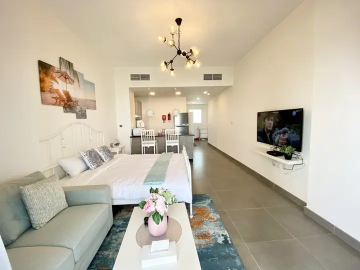 Дубай: Апартаменты Marco Polo - Pastel Studio with Stunning Aerial City Views