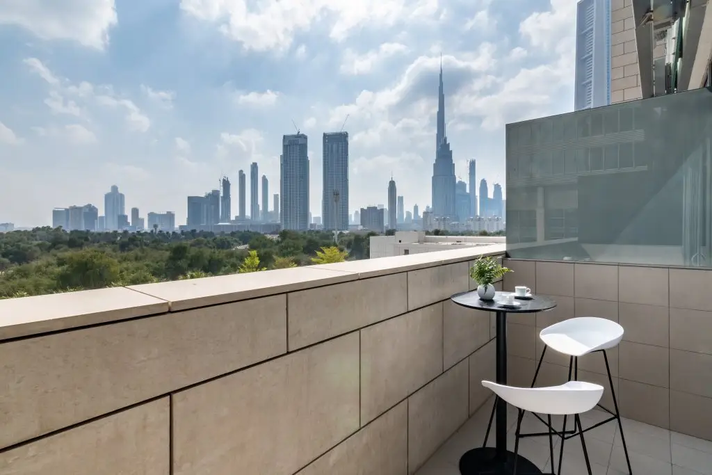 Дубай: Апартаменты Cozy Studio DIFC | Burj Khalifa View from Balcony