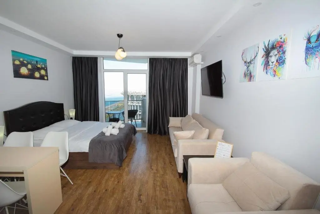 Батуми: Sea to sky beachfront studio apartment with stunning sea views in Batumi