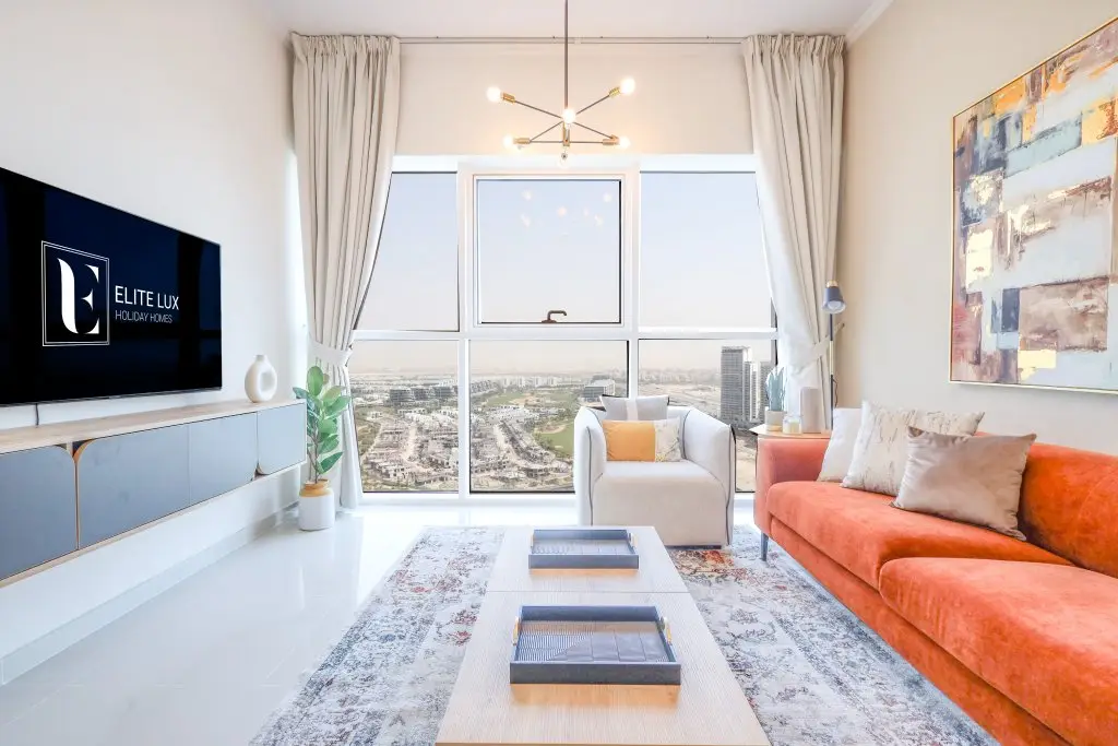 Дубай: Апартаменты Elite LUX Holiday Homes - Serene Golf View Living 1 BHK in Damac Hills Dubai