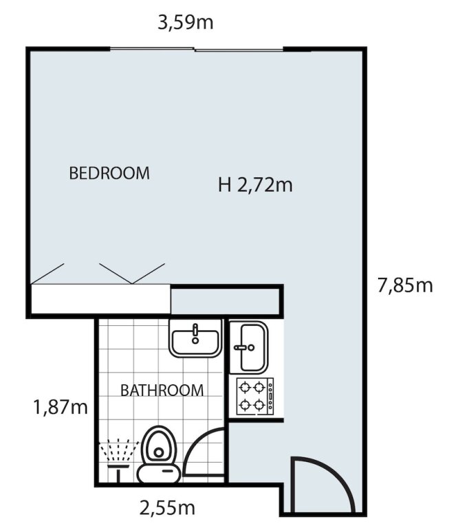 Studio Apartment With no Balcony for 2 People — фото 1