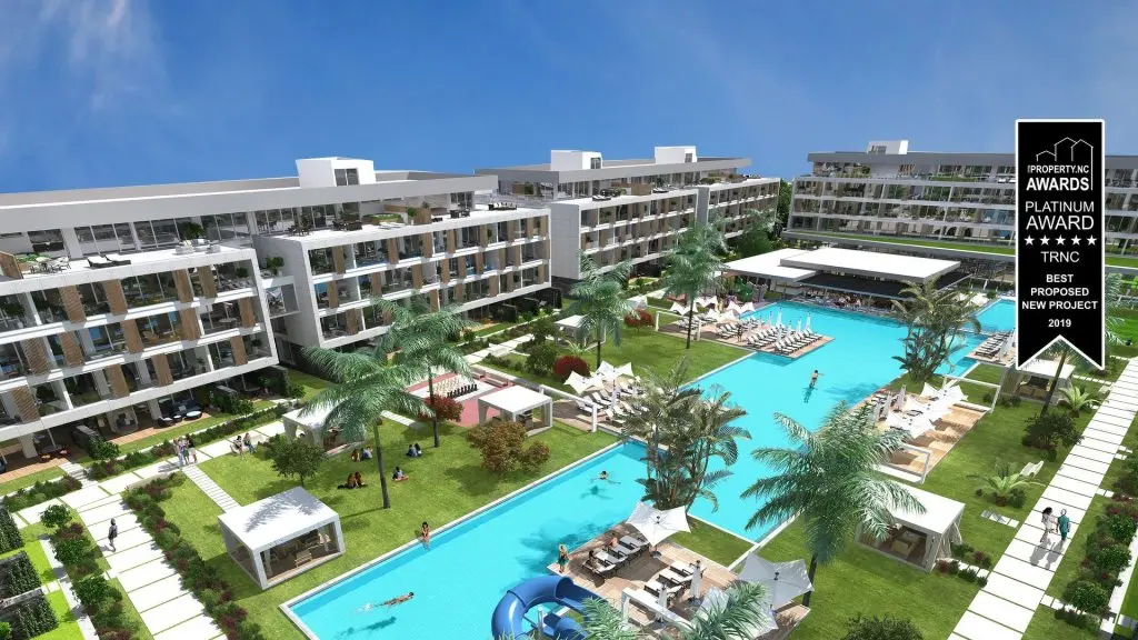 Трикомо (Искеле): Апартаменты Courtyard Long Beach, Северный Кипр, бассейн, терраса, 500м от моря