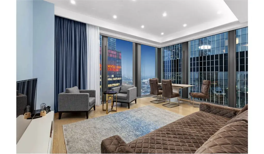 Апартаменты Москва Сити 49 этаж Grand Blue 2 комнаты Moscow City 49 floor — фото 1