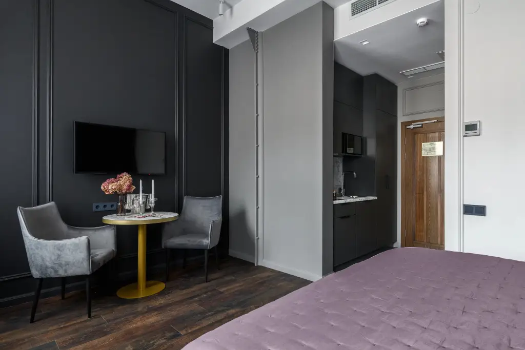 Санкт-Петербург: Апартаменты Sergeew Apartments Премиум с кухней в апарт-отеле Аквалина