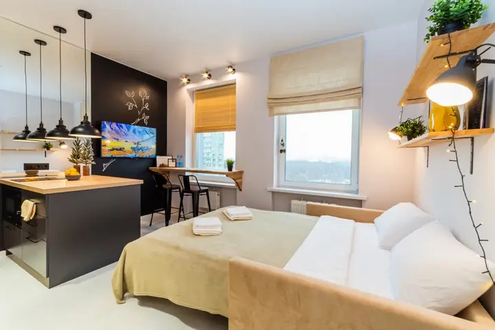 Москва: Апартаменты с видом на Останкино Wood&black
