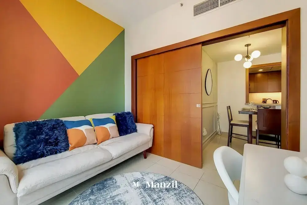 Дубай: Manzil -Cozy 1BR Apt w/ Downtown Skyline Burj View