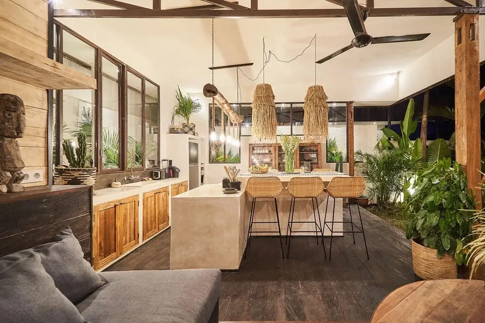 Керобокан: Fabulous 3BR Boho-chic Style, Umalas With Staff