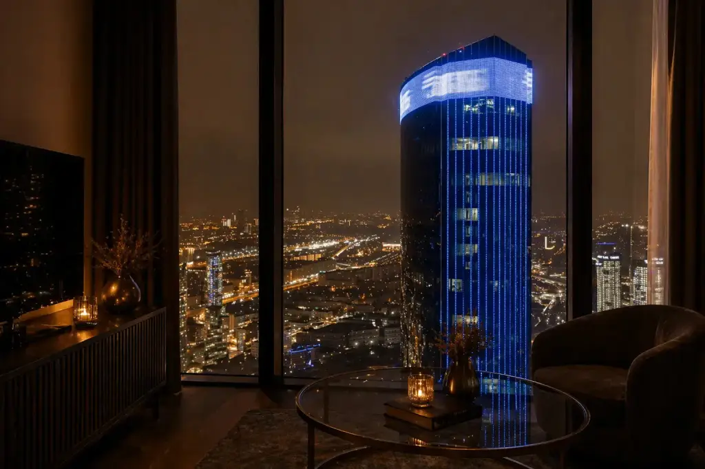 Москва: Апартаменты Sky City Moscow 75 этаж! Шикарный вид на МГУ, Парк Победы, Лужники, башни и город! Дизайнерский! Закатная стороны!