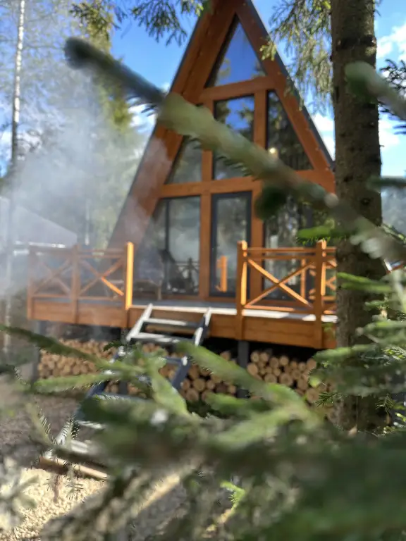 Хлыбы: Частный дом A-frame Чан под Открытым Небом Баня Лес 55 км от МКАД