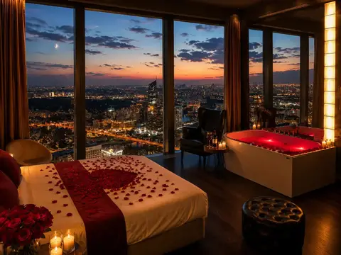 Апартаменты Sky City Moscow Джакузи у окна на 55 этаже с подсветкой и музыкой Закатная сторона Редкий вид на Парк победы и город — фото 1