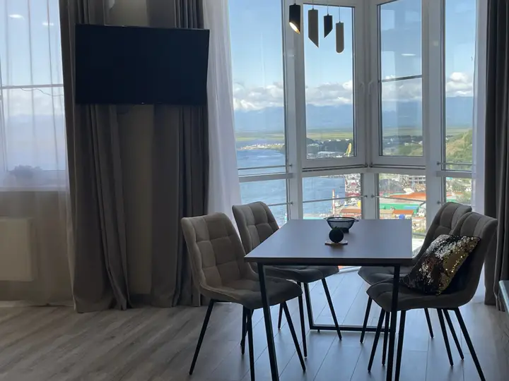 Петропавловск-Камчатский: Квартира New-Sea с видом на бухту, вулкан, горы и лес