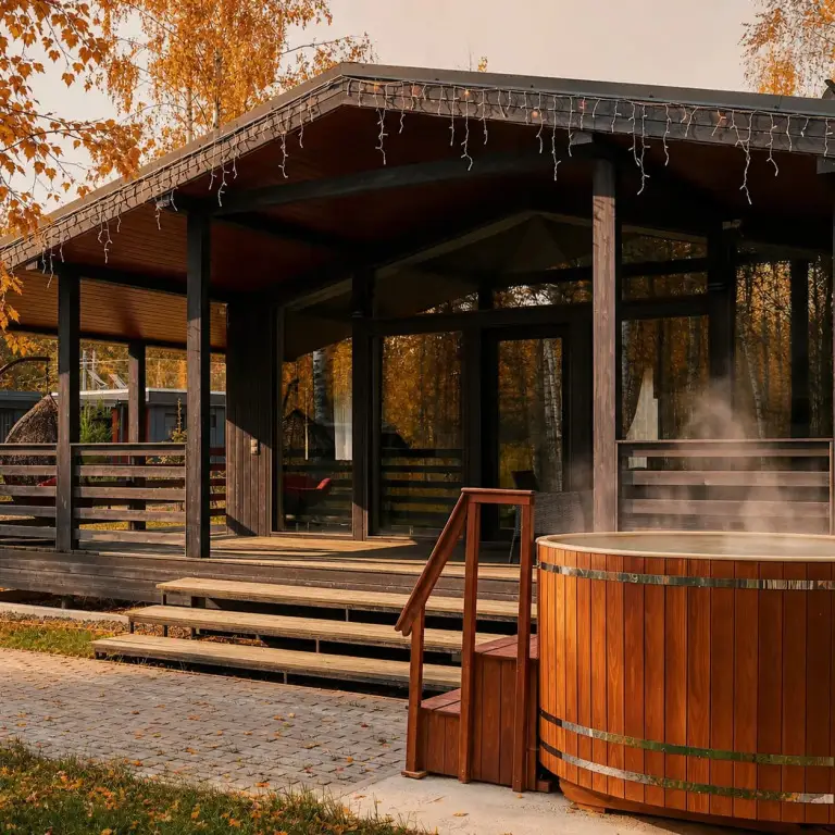 Красный Огорок: Частный дом Домик в Cоснах с сауной и банным чаном (Lato-65 Sauna)