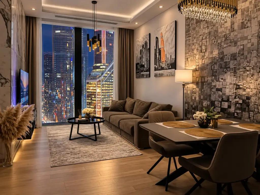 Апартаменты Sky City Moscow Эксклюзивный мраморный! Редкая широкая панорама на все башни Москва Сити! Алиса Макс — фото 1