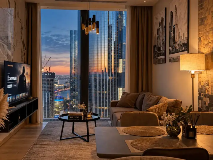 Москва: Апартаменты Sky City Moscow Эксклюзивный мраморный! Редкая широкая панорама на все башни Москва Сити! Алиса Макс